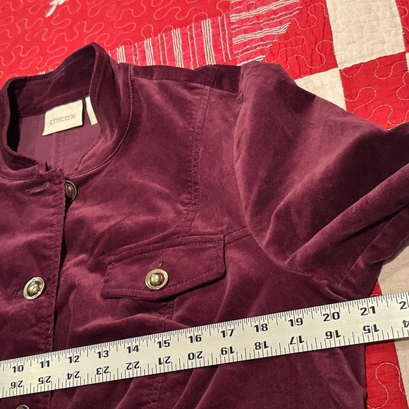 Chico's Rich Burgundy Utility Jacket with Gold Accents - Picture 8 of 10